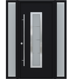 MODERN FRONT STEEL DOOR ARGOS BLACK/WHITE 61 1/16" X 81 11/16" RHI + SIDELITE LEFT/RIGHT