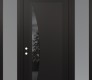 Modern Steel Front Door Diamond C13 60" x 96" black/black mirrored Glass Panel black RHI with 2 Sidelites and Transom frosted Glass