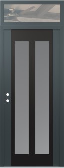 Diamond C14 36" x 96" anthracite/anthracite frosted Glass Panel black RHI with Transom clear Glass