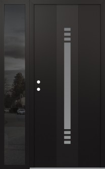 DIAMOND A5 50" X 80" BLACK/WHITE FROSTED GLASS PANEL BLACK RHI WITH SIDELITE MIRRORED GLASS