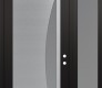Modern Steel Front Door Diamond C13 50" x 96" black/white frosted Glass Panel stainless steel LHI with Sidelite and Transom frosted Glass