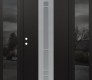 Modern Steel Front Door DIAMOND A3 60" X 80" BLACK/WHITE FROSTED GLASS PANEL STAINLESS STEEL RHI WITH 2 SIDELITES MIRRORED GLASS