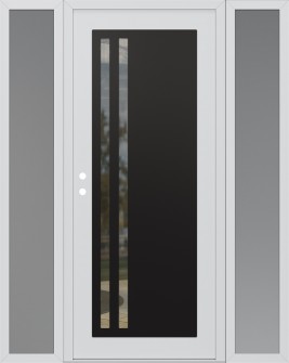 Diamond C6 64" x 80" white/white clear Glass Panel black RHI with 2 Sidelites frosted Glass