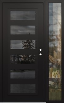 Diamond C9 52" x 80" black/black mirrored Glass Panel black LHI with Sidelite clear Glass