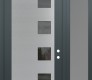 Modern Steel Front Door Diamond C5 52" x 96" anthracite/anthracite mirrored Glass Panel stainless steel LHI with Sidelite and Transom frosted Glass