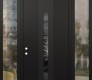 Modern Steel Front Door DIAMOND A2 64" X 96" BLACK/BLACK MIRRORED GLASS PANEL BLACK RHI WITH 2 SIDELITES AND TRANSOM CLEAR GLASS