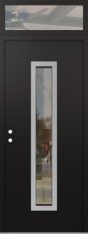 DIAMOND A11 36" X 96" BLACK/BLACK CLEAR GLASS PANEL STAINLESS STEEL RHI WITH TRANSOM CLEAR GLASS