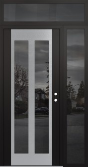 Diamond C14 48" x 96" black/black mirrored Glass Panel stainless steel LHI with Sidelite and Transom mirrored Glass