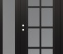 Modern Steel Front Door Diamond C16 52" x 80" black/white frosted Glass Panel black RHI with Sidelite frosted Glass