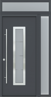 MODERN FRONT STEEL DOOR ARGOS ANTRACIT/WHITE 49 1/4" X 95 11/16" RHI + SIDELITE RIGHT/TRANSOM