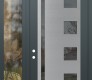 Modern Steel Front Door Diamond C3 48" x 96" anthracite/anthracite mirrored Glass Panel stainless steel RHI with Sidelite and Transom clear Glass