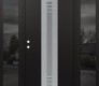 Modern Steel Front Door DIAMOND A5 60" X 80" BLACK/WHITE FROSTED GLASS PANEL STAINLESS STEEL RHI WITH 2 SIDELITES MIRRORED GLASS