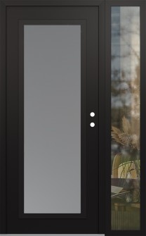 Diamond C1 52" x 80" black/white frosted Glass Panel black LHI with Sidelite clear Glass