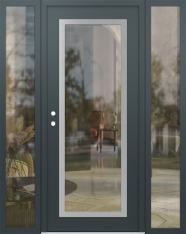 Diamond C1 60" x 80" anthracite/anthracite clear Glass Panel stainless steel RHI with 2 Sidelites clear Glass