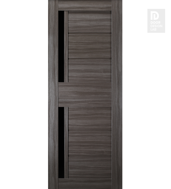 DOOR SLAB ESTA BL VETRO GRAY OAK 18" X 84" X 1 9/16" BLACK GLASS