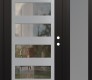 Modern Steel Front Door Diamond C9 50" x 80" black/black clear Glass Panel stainless steel LHI with Sidelite frosted Glass