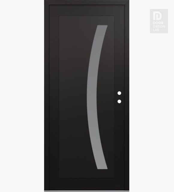 Modern Steel Front Door Diamond C4 36" x 80" black/white frosted Glass Panel black LHI