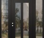 Modern Steel Front Door Diamond C14 64" x 96" black/black clear Glass Panel black RHI with 2 Sidelites and Transom clear Glass