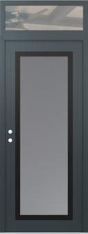 Diamond C1 36" x 96" anthracite/anthracite frosted Glass Panel black RHI with Transom clear Glass