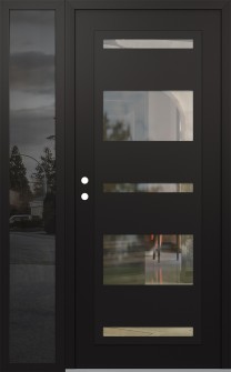 Diamond C10 52" x 80" black/black clear Glass Panel black RHI with Sidelite mirrored Glass
