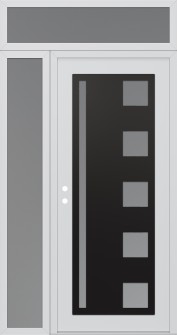 Diamond C3 48" x 96" white/white frosted Glass Panel black RHI with Sidelite and Transom frosted Glass