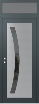 Diamond C4 36" x 96" anthracite/anthracite mirrored Glass Panel stainless steel RHI with Transom frosted Glass
