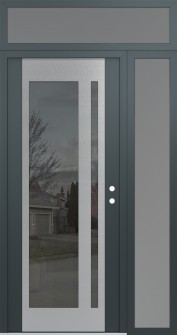 Diamond C15 52" x 96" anthracite/anthracite mirrored Glass Panel stainless steel LHI with Sidelite and Transom frosted Glass