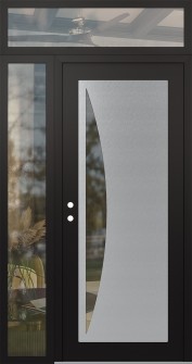 Diamond C13 52" x 96" black/black clear Glass Panel stainless steel RHI with Sidelite and Transom clear Glass