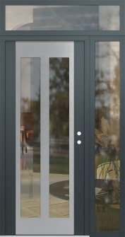 Diamond C14 50" x 96" anthracite/anthracite clear Glass Panel stainless steel LHI with Sidelite and Transom clear Glass