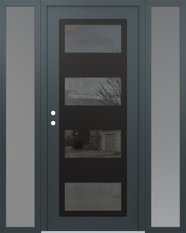 Diamond C2 60" x 80" anthracite/anthracite mirrored Glass Panel black RHI with 2 Sidelites frosted Glass