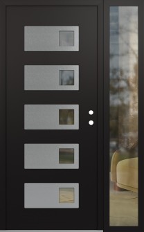 Diamond D2 52" x 80" black/black clear Glass Panel stainless steel LHI with Sidelite clear Glass