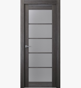 Palladio 5 Lite Vetro Gray Oak Single Doors