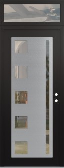 Diamond C3 36" x 96" black/black clear Glass Panel stainless steel LHI with Transom clear Glass