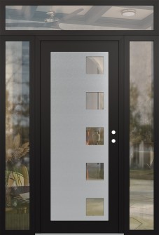 Diamond C5 60" x 96" black/black clear Glass Panel stainless steel LHI with 2 Sidelites and Transom clear Glass