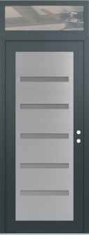 Diamond C7 36" x 96" anthracite/anthracite frosted Glass Panel stainless steel LHI with Transom clear Glass