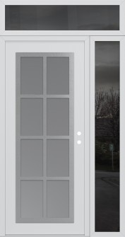 Diamond C16 50" x 96" white/white frosted Glass Panel stainless steel LHI with Sidelite and Transom mirrored Glass