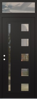 Diamond C3 36" x 96" black/black clear Glass Panel black RHI with Transom clear Glass