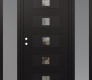 Modern Steel Front Door Diamond D8 60" x 80" black/black clear Glass Panel black RHI with 2 Sidelites frosted Glass