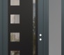 Modern Steel Front Door Diamond C3 50" x 96" anthracite/anthracite clear Glass Panel black LHI with Sidelite and Transom frosted Glass