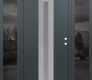 Modern Steel Front Door DIAMOND A2 68" X 80" ANTHRACITE/ANTHRACITE FROSTED GLASS PANEL STAINLESS STEEL LHI WITH 2 SIDELITES MIRRORED GLASS