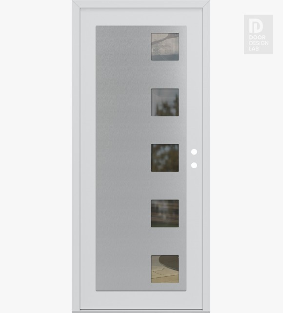 Modern Steel Front Door Diamond C5 36" x 80" white/white clear Glass Panel stainless steel LHI