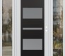 Modern Steel Front Door Diamond C10 68" x 80" white/white frosted Glass Panel black LHI with 2 Sidelites clear Glass