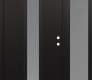 Modern Steel Front Door DIAMOND A11 48" X 80" BLACK/WHITE FROSTED GLASS PANEL BLACK LHI WITH SIDELITE FROSTED GLASS