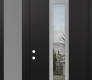 DIAMOND A1 50" X 96" BLACK/BLACK CLEAR GLASS PANEL STAINLESS STEEL LHI WITH SIDELITE AND TRANSOM FROSTED GLASS