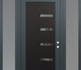 Modern Steel Front Door Diamond C8 60" x 96" anthracite/anthracite clear Glass Panel black LHI with 2 Sidelites and Transom frosted Glass