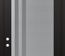 Modern Steel Front Door Diamond C6 36" x 96" black/white frosted Glass Panel stainless steel RHI with Transom mirrored Glass