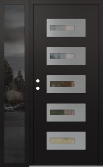 Diamond D6 50" x 80" black/black clear Glass Panel stainless steel RHI with Sidelite mirrored Glass