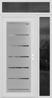Diamond C11 52" x 96" white/white clear Glass Panel stainless steel LHI with Sidelite and Transom mirrored Glass