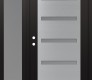 Modern Steel Front Door Diamond C7 50" x 80" black/white frosted Glass Panel stainless steel RHI with Sidelite frosted Glass