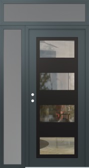 Diamond C2 50" x 96" anthracite/anthracite clear Glass Panel black RHI with Sidelite and Transom frosted Glass